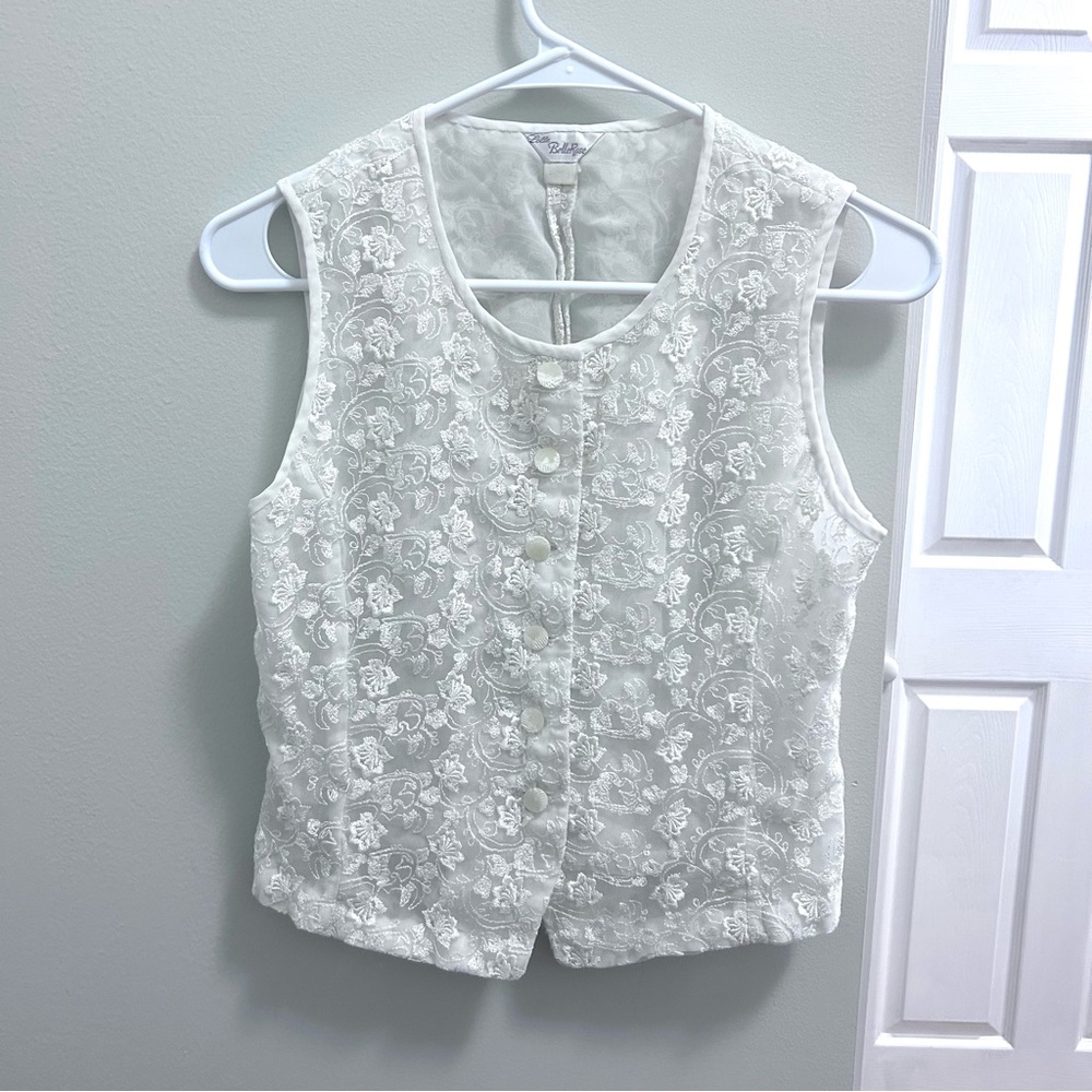 Vintage White Lace Button Up Vest